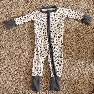 Little Sleepies Leopard Print Footie with Gray Trim
